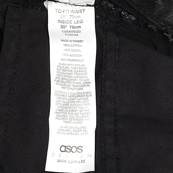 EUC ASOS 100% Cotton Button Fly Straight Leg Denim Jeans Sz. 28x29 Black - Picture 6 of 8